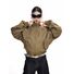 Женская укороченная куртка в стиле workwear, воротник-стойка, молния, полиэстер, свободный крой