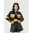 Женская байкерская куртка из PU-кожи, контрастные вставки, приталенная, укороченная, на молнии
