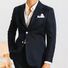 Мужской костюм под деним в неаполитанском стиле: однобортный пиджак с широкими лацканами и брюки