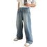 Джинсы прямые свободные clean fit, винтажная стирка, унисекс, винтажный синий