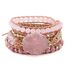 Браслет-обмотка CSJA Jewelry из розового кварца и красной яшмы, ручное плетение, бусины 6 мм, S308