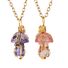 Колье с подвеской-грибком Xuying Jewelry ручной работы, обмотка золотистой проволокой, натуральный камень