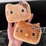 Плюшевый кошелёк для мелочи с Hello Kitty, леопардовый принт, квадратный мини-кошелёк
