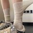 Женские высокие ажурные носки гармошкой, кружевная сетка, тонкие, ретро, однотонные