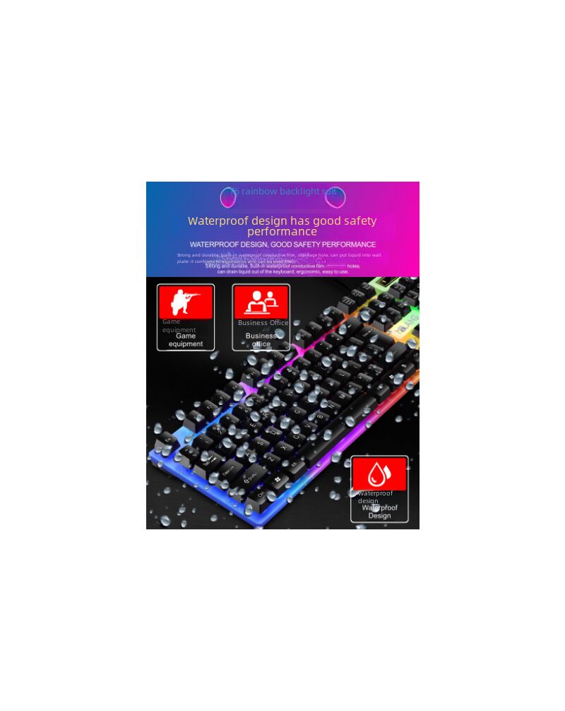 Комплект клавиатуры и мыши Milang T6 с RGB-подсветкой, проводной USB, механический отклик, 1000 dpi