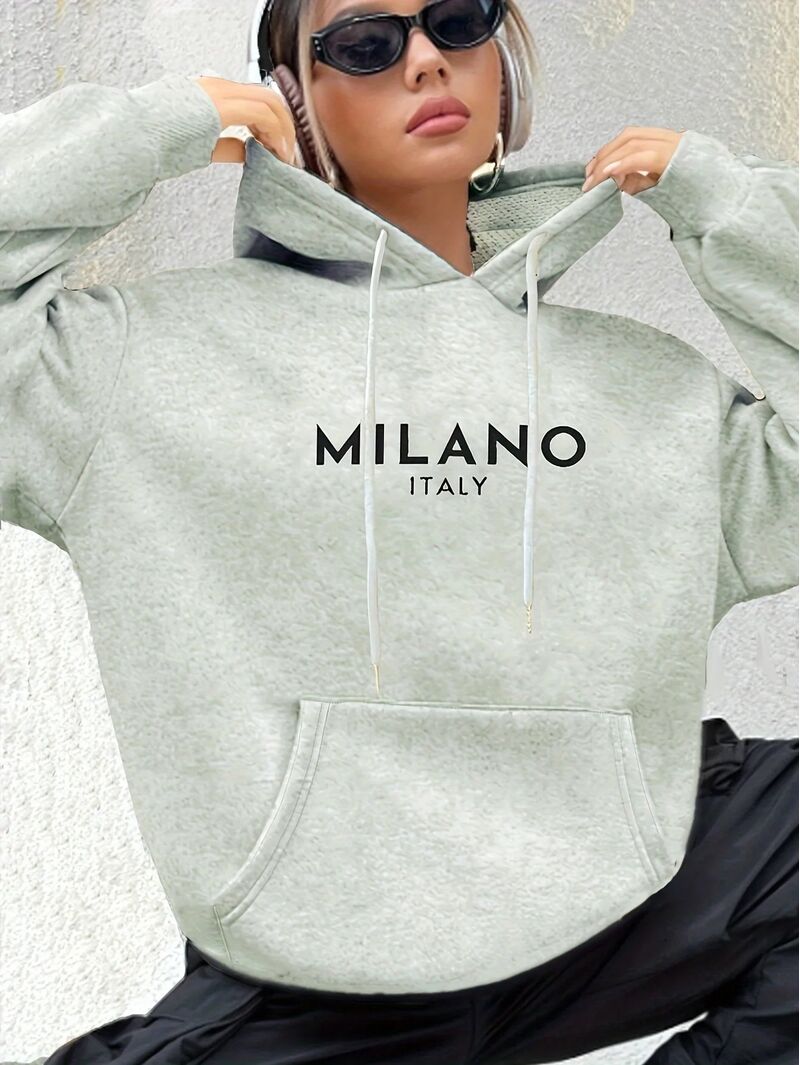 Худи hookonyou женское с принтом Milano Italy, на флисе