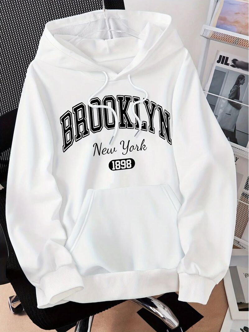 Худи Hook On You с принтом «Brooklyn New York 1898», прямой крой, мужское, полиэстер, XS–XXXL