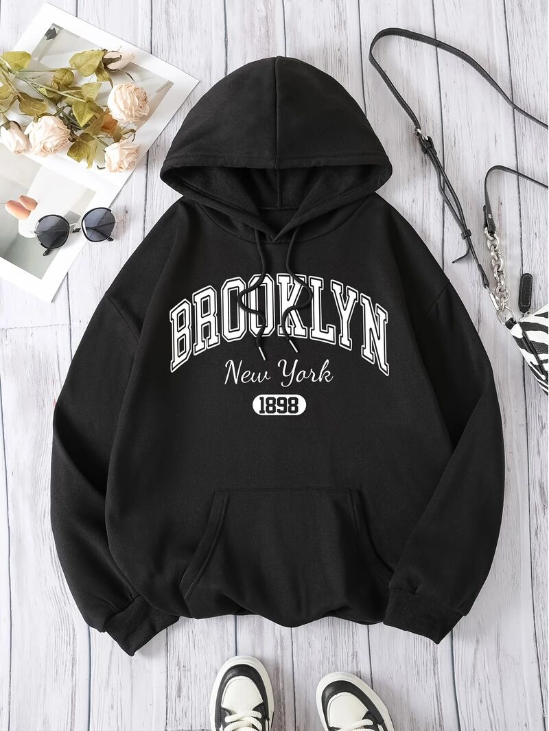 Худи Hook On You с принтом «Brooklyn New York 1898», прямой крой, мужское, полиэстер, XS–XXXL
