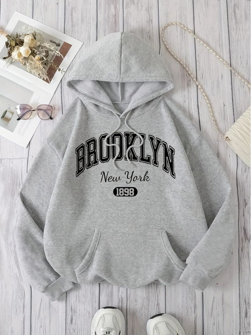 Худи Hook On You с принтом «Brooklyn New York 1898», прямой крой, мужское, полиэстер, XS–XXXL