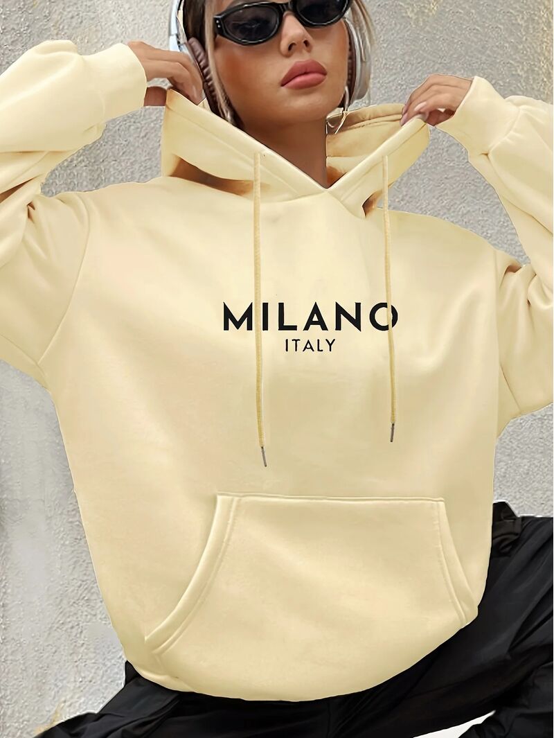 Худи hookonyou женское с принтом Milano Italy, на флисе
