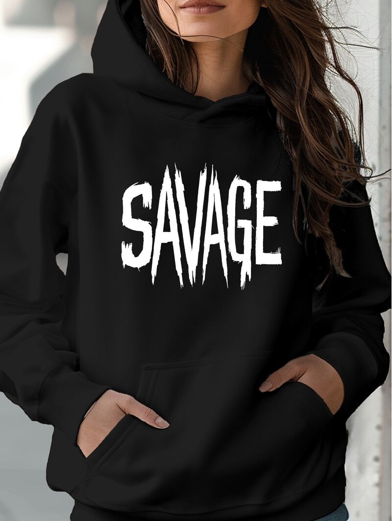 Худи Hookonyou женское с принтом «Savage», прямой крой, капюшон