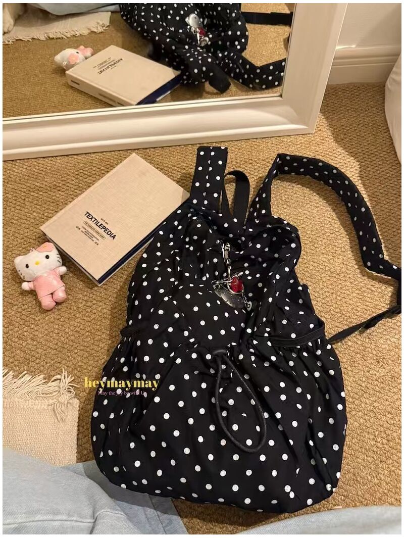 Рюкзак heymaymay в горошек, канвас, однотонный, вместительный, 43×11×25 см