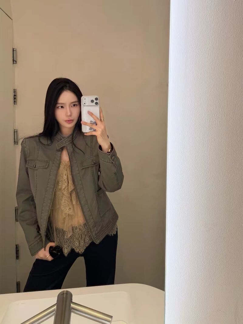 Женская куртка-косуха Zhoumiao в стиле американского винтажа, с эффектом состаривания, воротник-стойка, хлопок