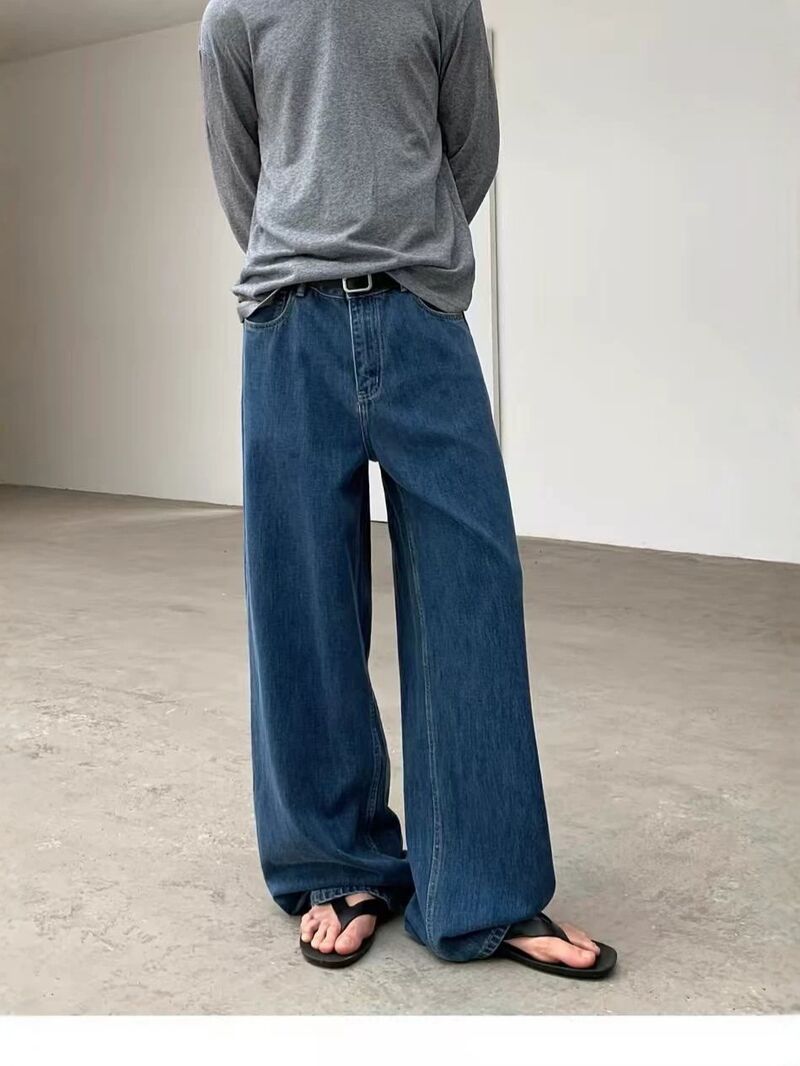 Джинсы baggy унисекс, винтажная стирка, прямые свободные широкие, A-силуэт, K8001