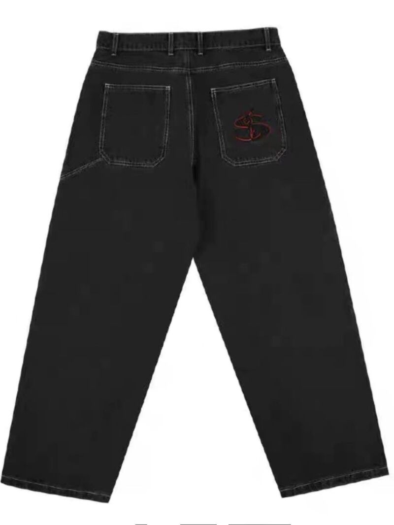 Джинсы Yardsale DENIM PANTS мужские свободные с вышивкой, эффект стирки