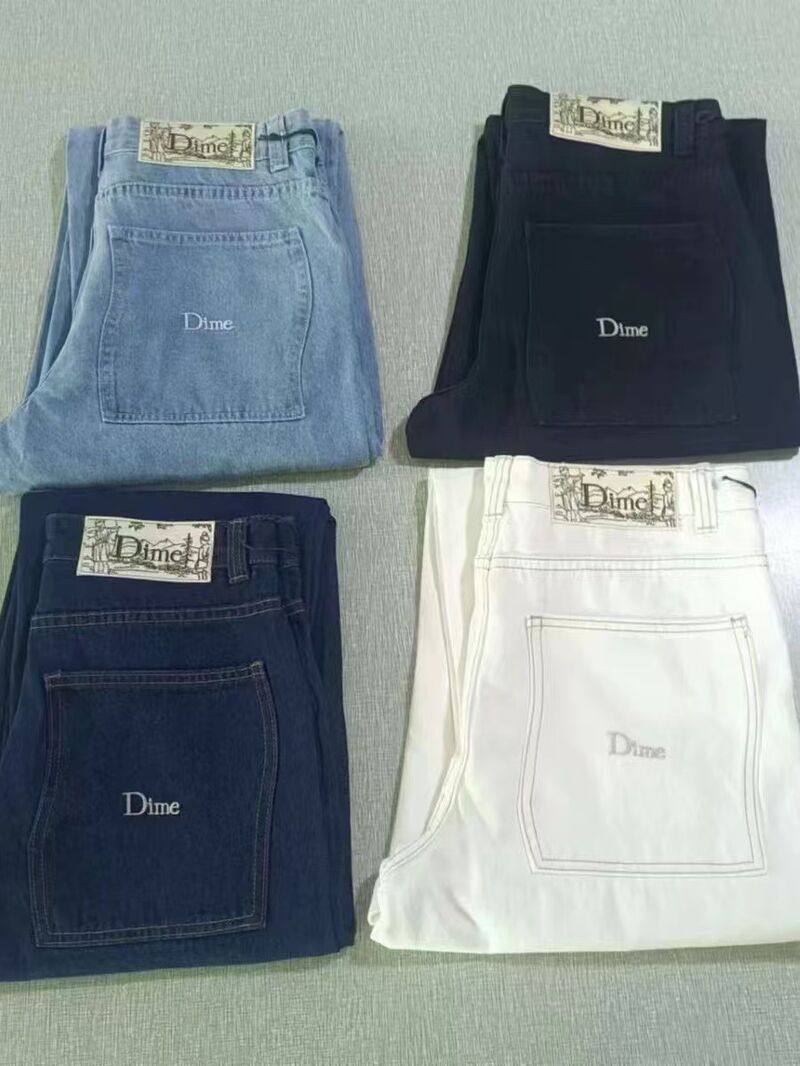 Джинсы Dime Baggy мужские прямые, чистый хлопок, вышивка, средняя посадка