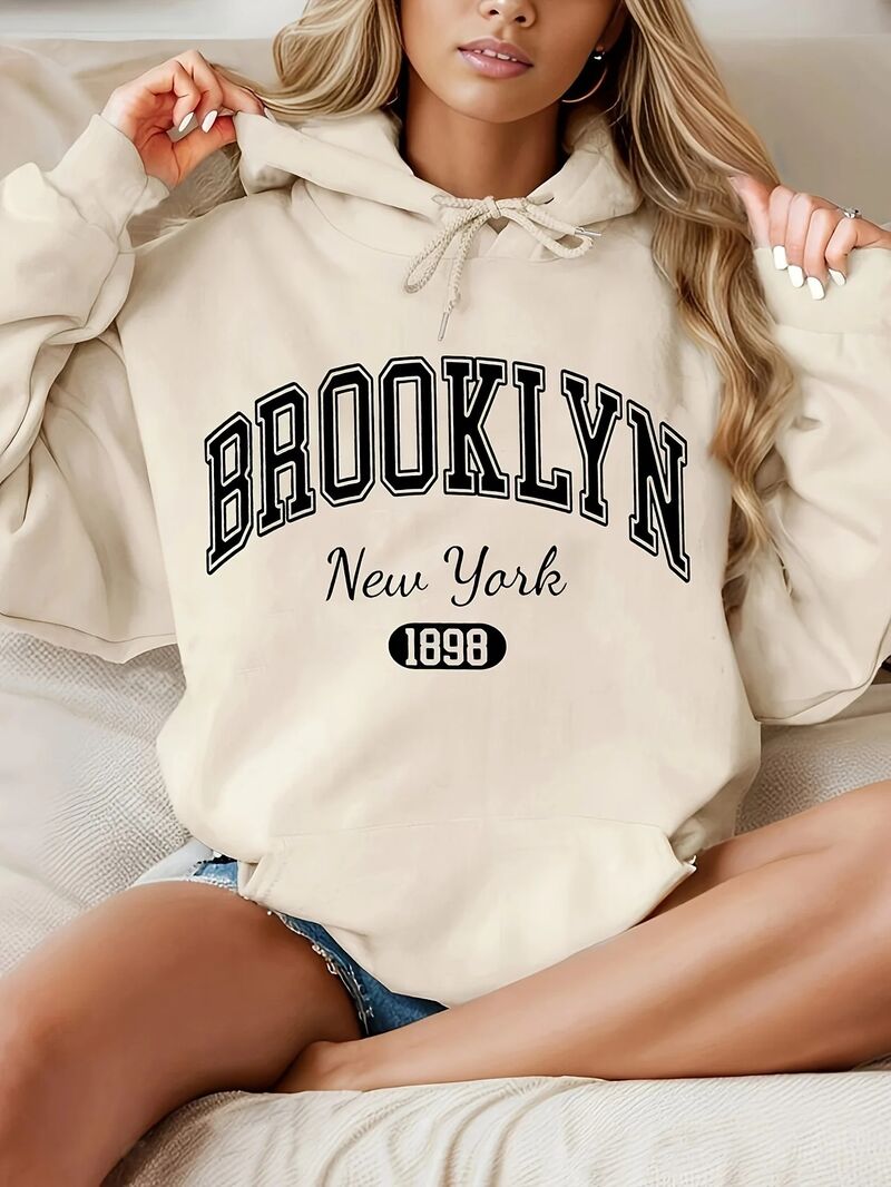 Худи Hook On You с принтом «Brooklyn New York 1898», прямой крой, мужское, полиэстер, XS–XXXL