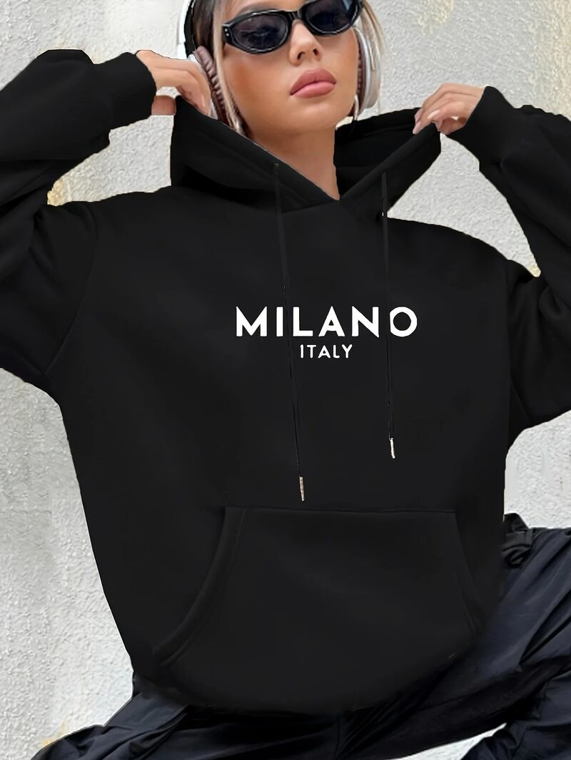 Худи hookonyou женское с принтом Milano Italy, на флисе