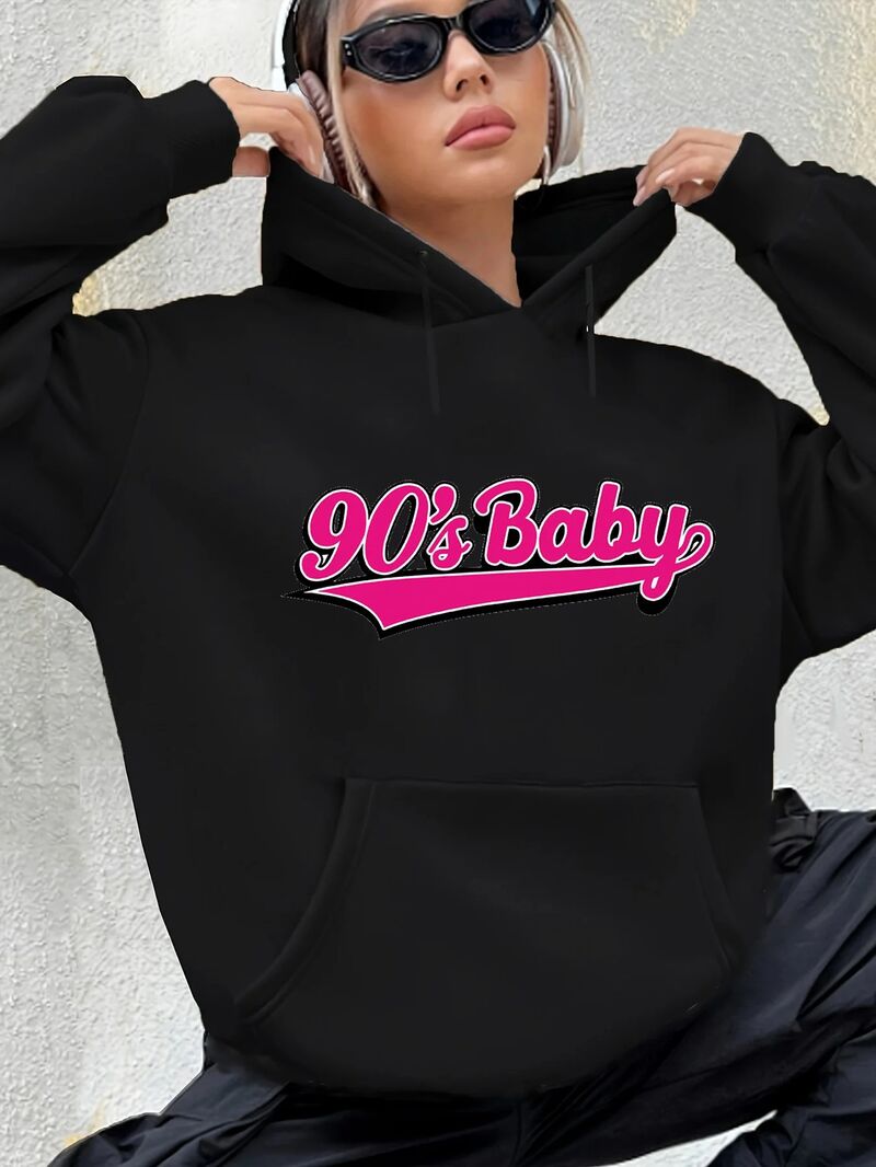 Худи Hook On You с принтом-надписью «90's Baby», прямой крой, женское, полиэстер, XS–XXXL