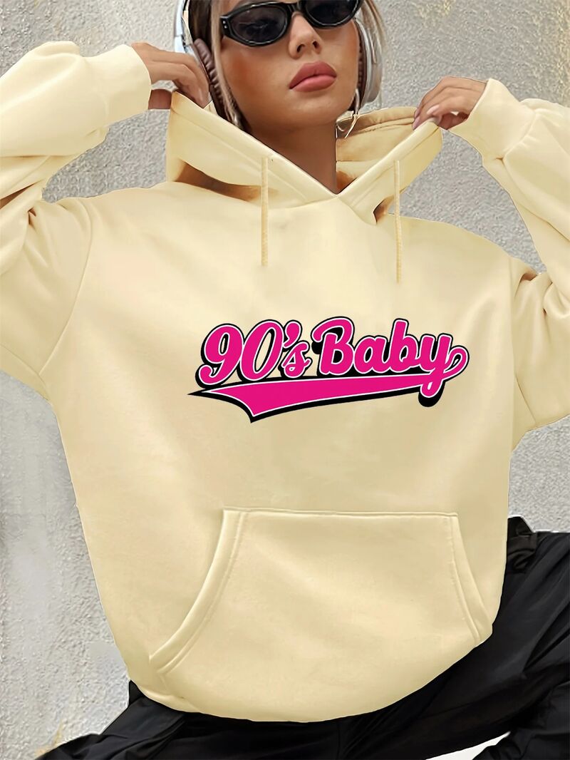 Худи Hook On You с принтом-надписью «90's Baby», прямой крой, женское, полиэстер, XS–XXXL