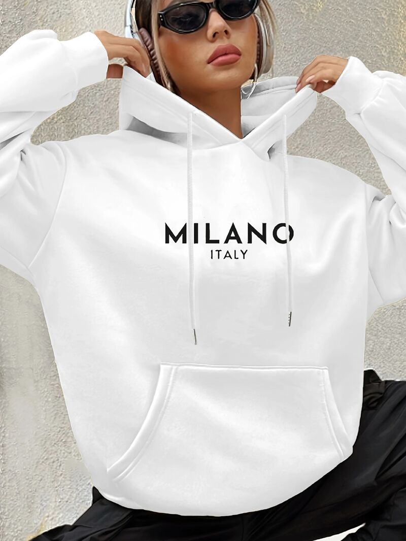 Худи hookonyou женское с принтом Milano Italy, на флисе