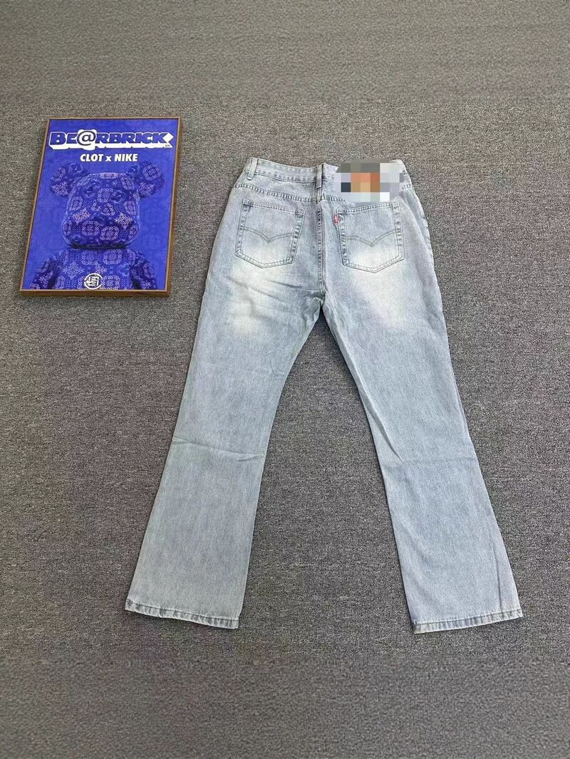 Джинсы мужские Vintage517, варёные, лёгкий клёш, прямой крой, стиль хай-стрит