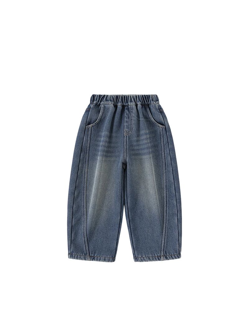 Джинсы Yingsibo для девочек, утеплённые флисом, свободный прямой крой, зимние