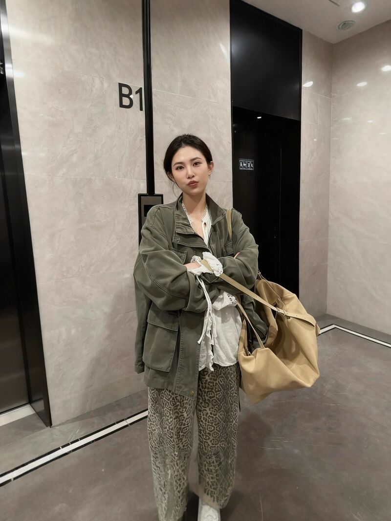 Женская куртка в стиле Dongdaemun из хлопка, воротник-стойка, свободный крой, один размер