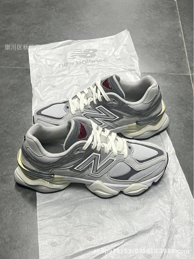 Кроссовки для бега NB 9060 унисекс, замшевый верх, воздушная подушка, резиновая подошва