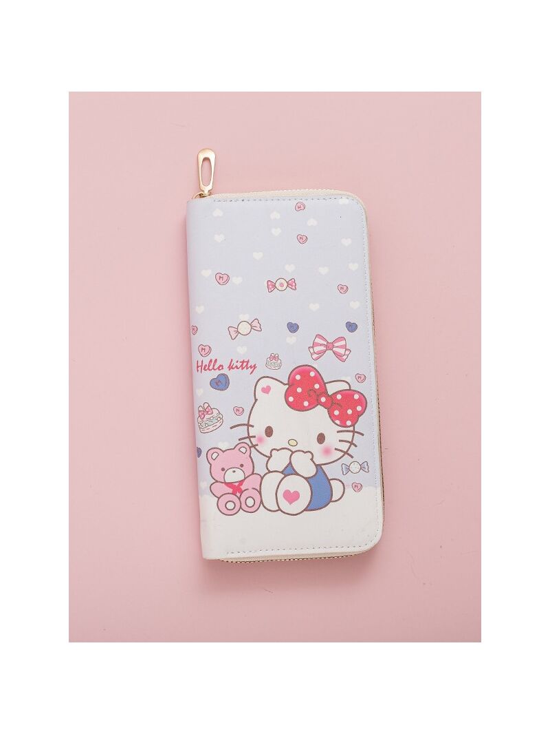 Женский длинный кошелёк на молнии с котиком, японский стиль, PVC, 20 × 10 × 2 см
