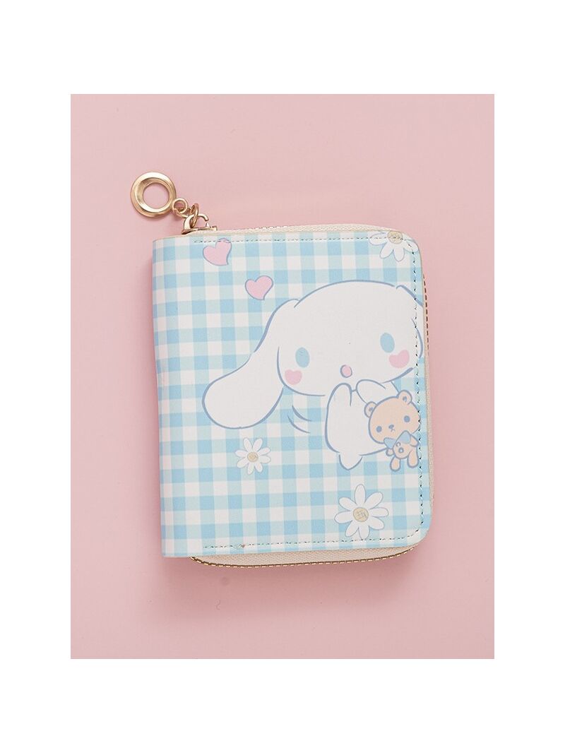Кошелёк-монетница с принтом Cinnamoroll, короткий на молнии, ПВХ, 11×9×2 см, с цепочкой