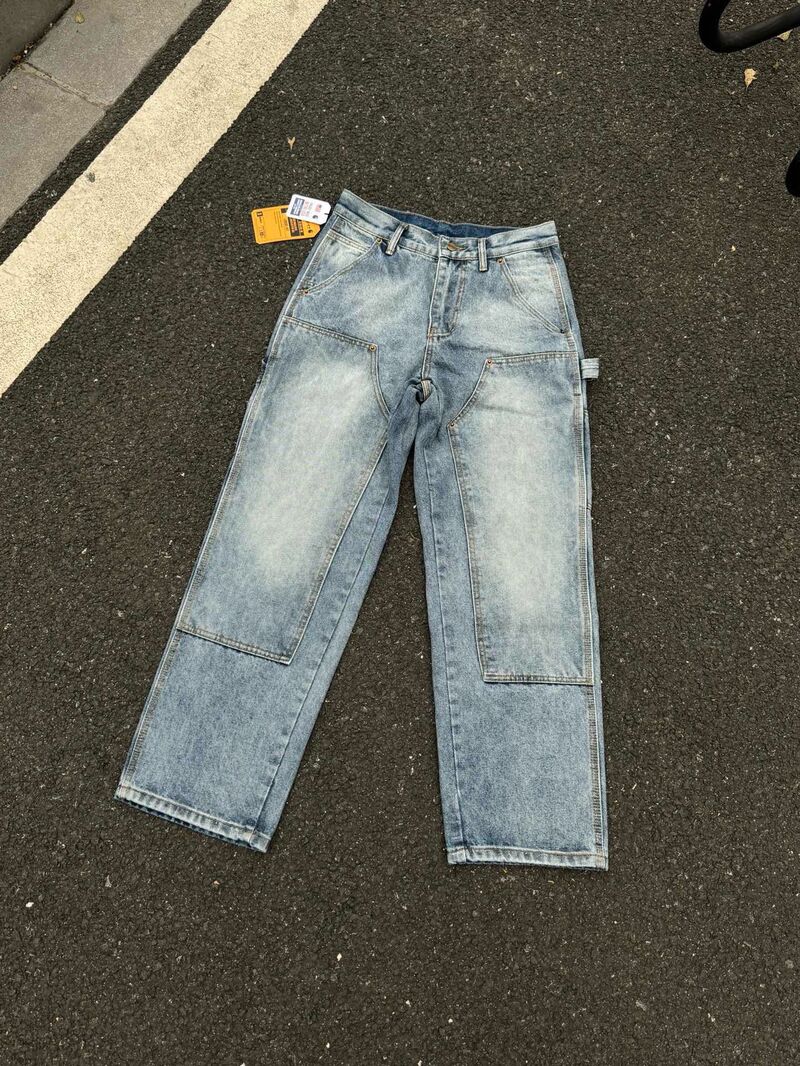 Мужские джинсы в стиле workwear Carhartt, свободный прямой крой, японский ретро-стиль