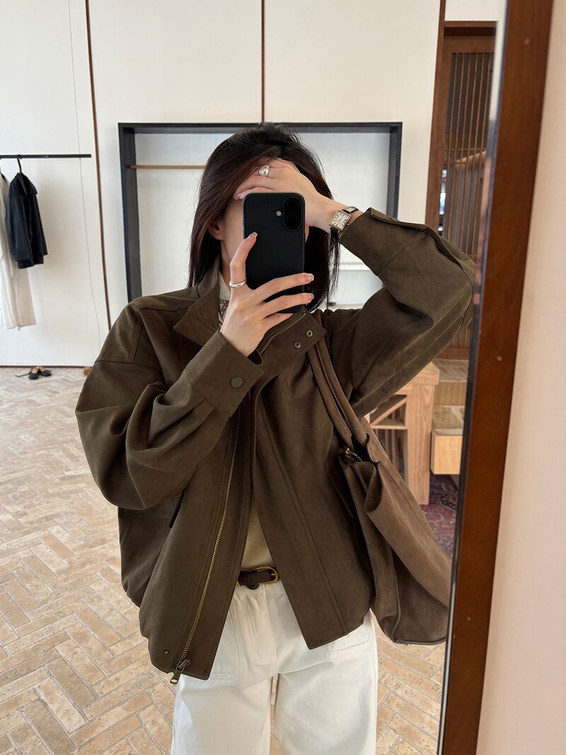 Женская куртка THXGIVING из искусственной замши в стиле workwear, воротник-стойка, свободный крой
