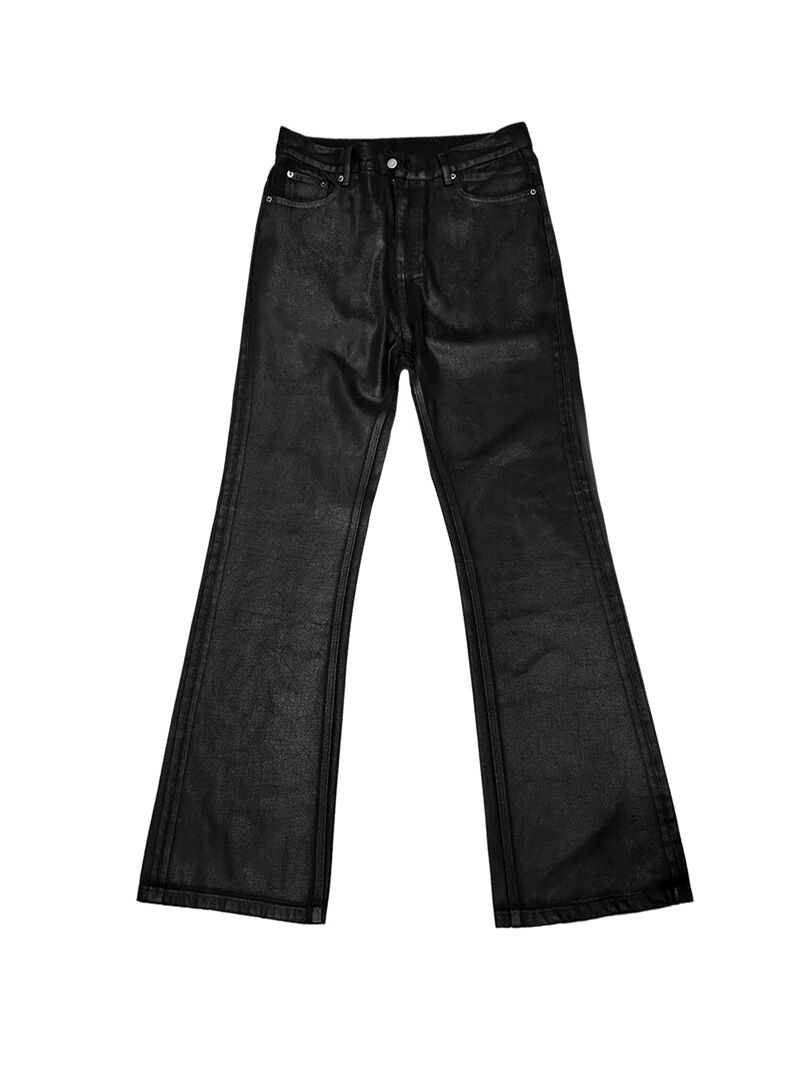Джинсы мужские bootcut с ручной вощёной пропиткой, прямые микроклёш, эффект потёртости, чёрные