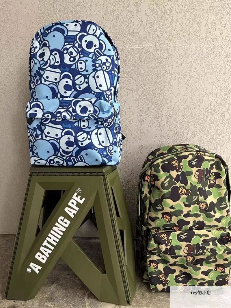 Рюкзак BAPE Baby с обезьянкой, камуфляжный принт, нейлон, водоотталкивающий, 20–35 л, WTAII
