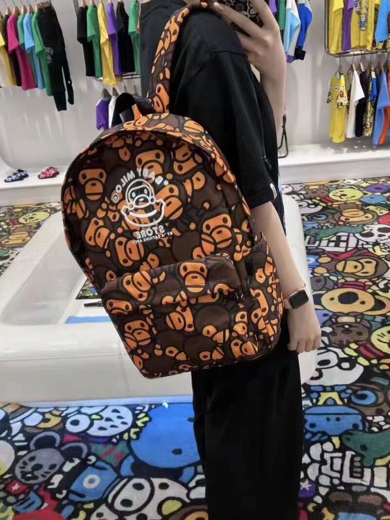 Рюкзак BAPE Baby с обезьянкой, камуфляжный принт, нейлон, водоотталкивающий, 20–35 л, WTAII