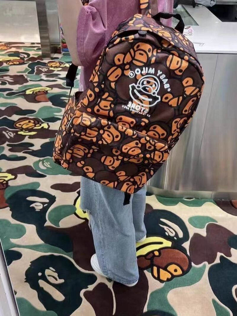 Рюкзак BAPE Baby с обезьянкой, камуфляжный принт, нейлон, водоотталкивающий, 20–35 л, WTAII