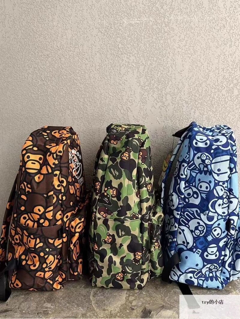 Рюкзак BAPE Baby с обезьянкой, камуфляжный принт, нейлон, водоотталкивающий, 20–35 л, WTAII