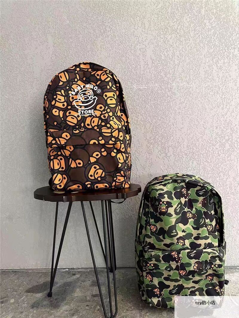 Рюкзак BAPE Baby с обезьянкой, камуфляжный принт, нейлон, водоотталкивающий, 20–35 л, WTAII