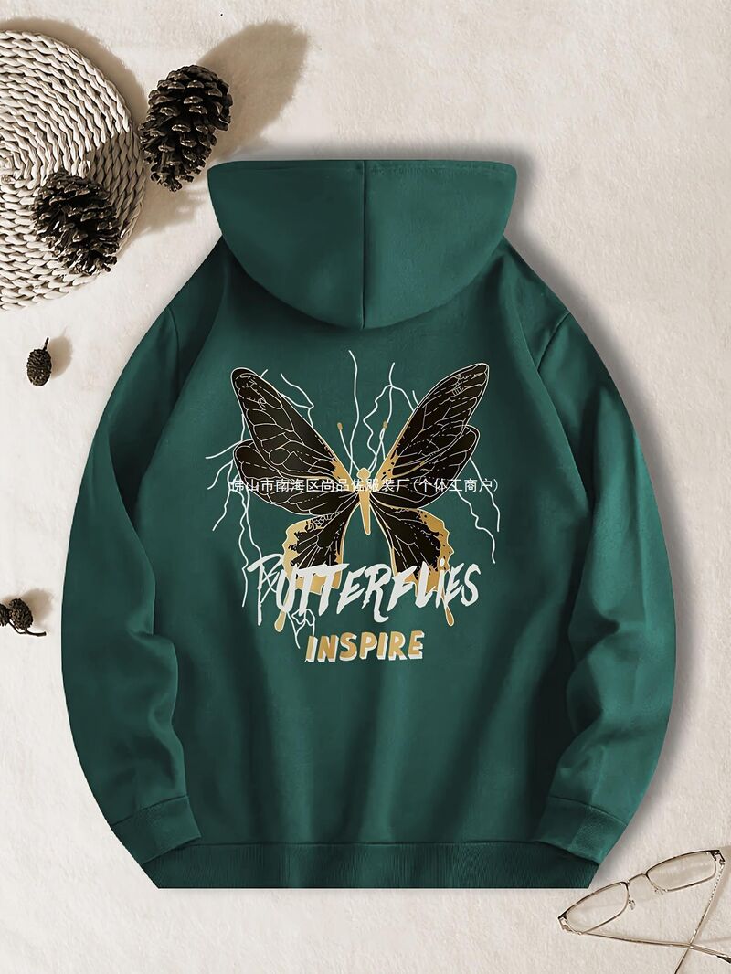 Толстовка HOOK ON YOU с 3D-принтом бабочки и карманом, женская, полиэстер