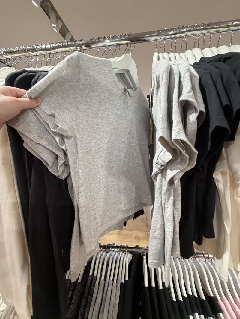 Футболка женская Skims Cotton Jersey, приталенная, U-образный вырез, хлопок, короткий рукав