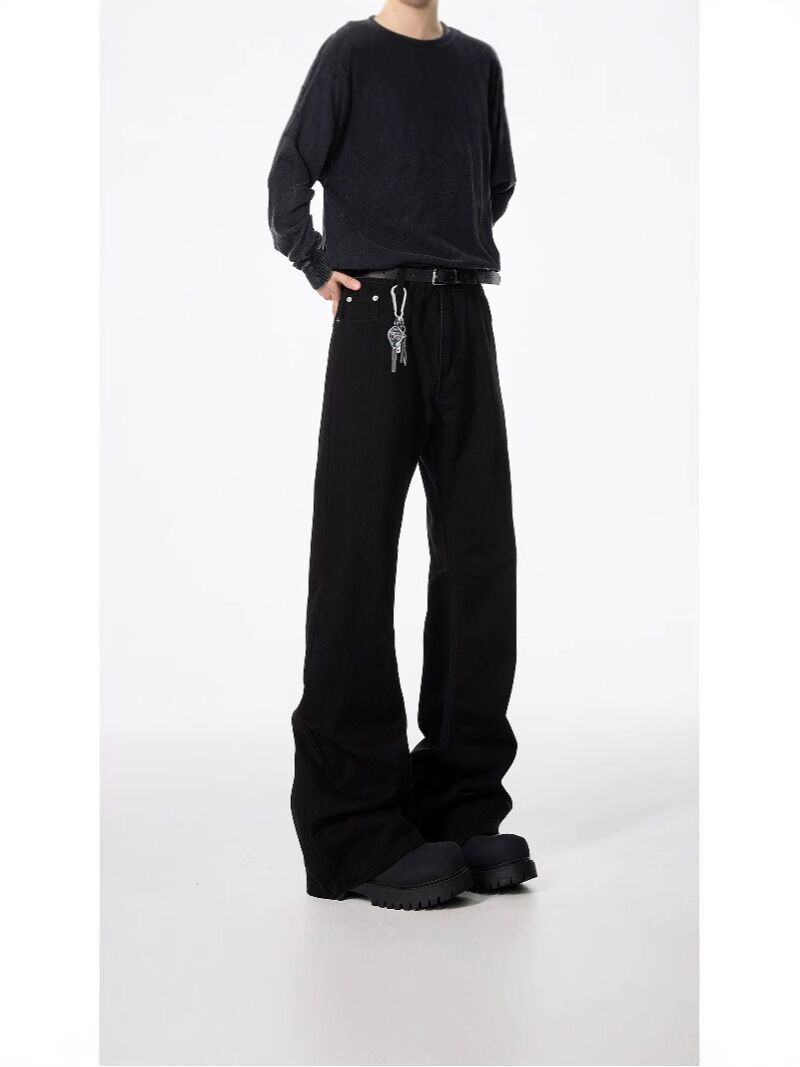Мужские джинсы bootcut слегка расклешённые, изогнутый крой, хлопок, средняя посадка