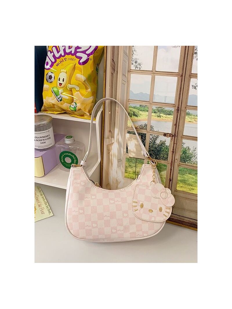 Женская сумка-полумесяц Hello Kitty через плечо, экокожа PU, 23×8×14 см, розовая