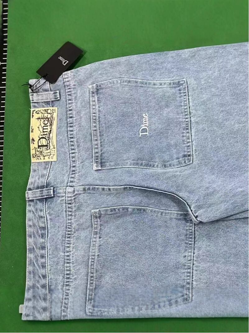 Джинсы Dime Baggy мужские прямые, чистый хлопок, вышивка, средняя посадка