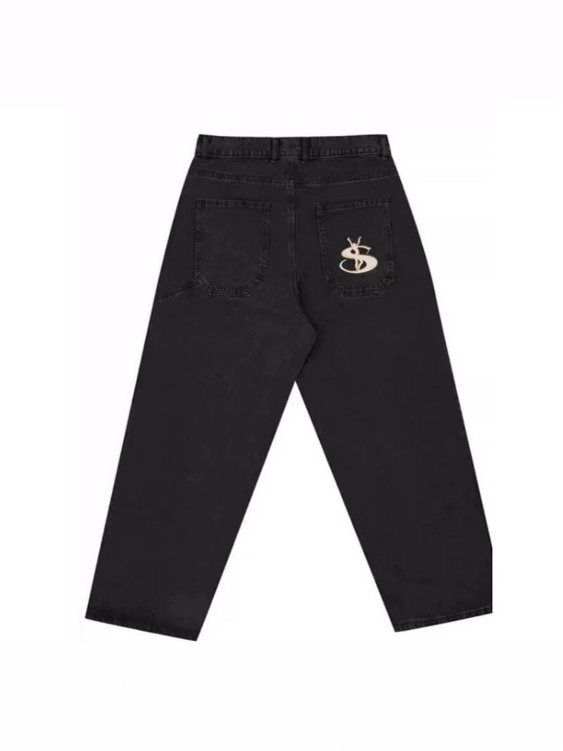 Джинсы Yardsale DENIM PANTS мужские свободные с вышивкой, эффект стирки
