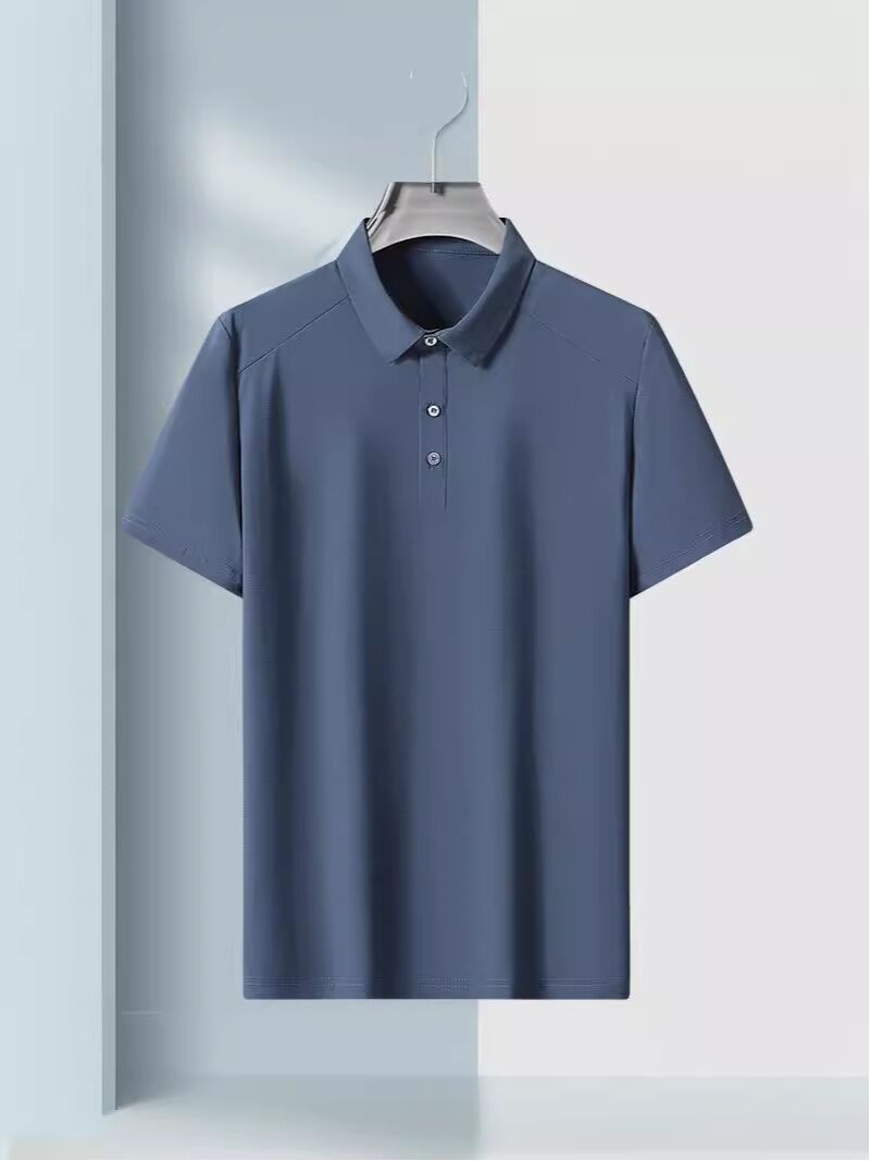 Мужское поло из ткани ice silk, тонкое, короткий рукав, для лета, L–9XL