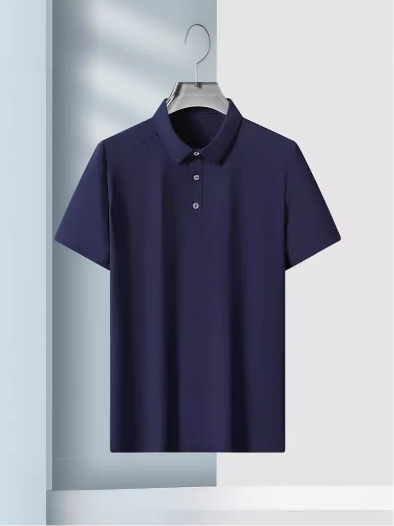 Мужское поло из ткани ice silk, тонкое, короткий рукав, для лета, L–9XL