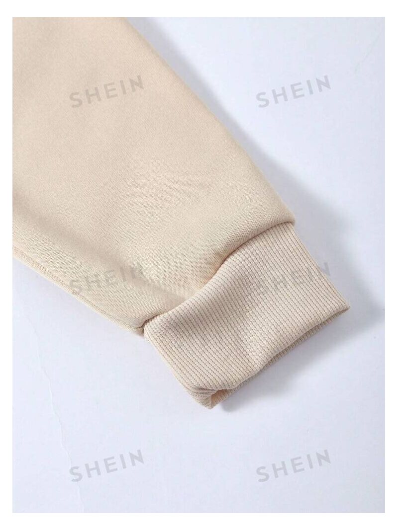 Худи SHEIN Essnce удлинённое, с кулиской, женское, свободный крой, полиэстер
