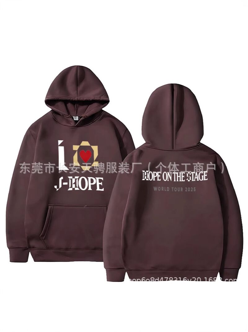 Мужское худи с начёсом j-hope HOPE ON THE STAGE, свободный крой, хлопок 85 %, 250–300 г/м², XS–XXXL