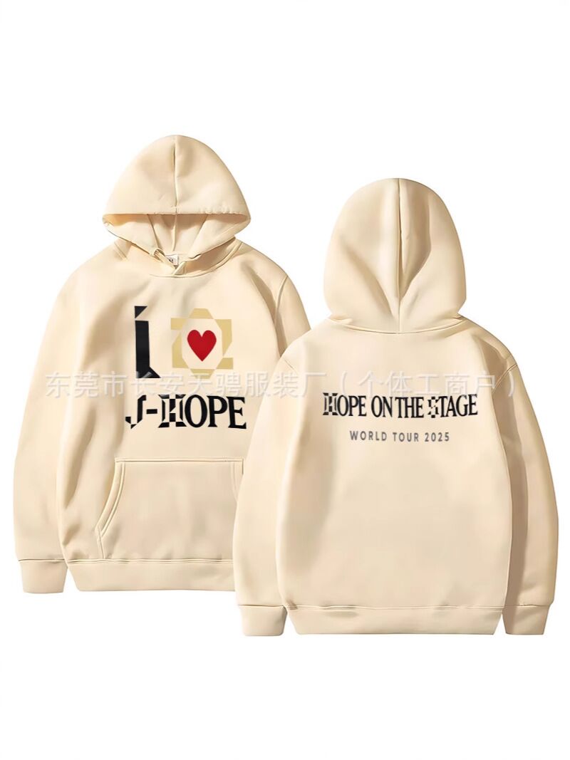 Мужское худи с начёсом j-hope HOPE ON THE STAGE, свободный крой, хлопок 85 %, 250–300 г/м², XS–XXXL